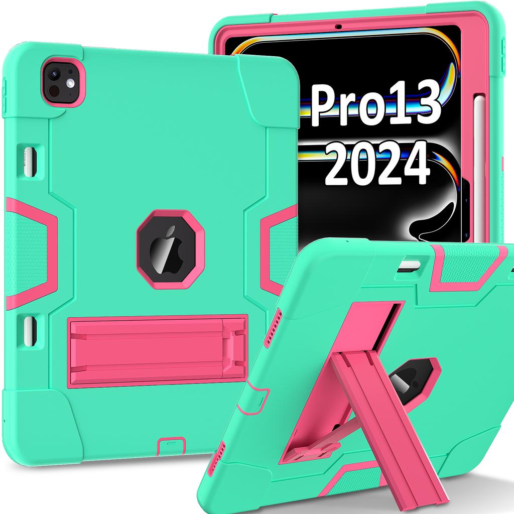 For iPad Pro 13 (2025)/13 (2024) Case Robot Style Silicone + PC Tablet Cover with Kickstand