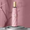 Three-fold Simple Plain Windproof Creative Solid Wood Handle Women's Vinyl Parasol Fixed Plus Ogo Small Fresh Sun