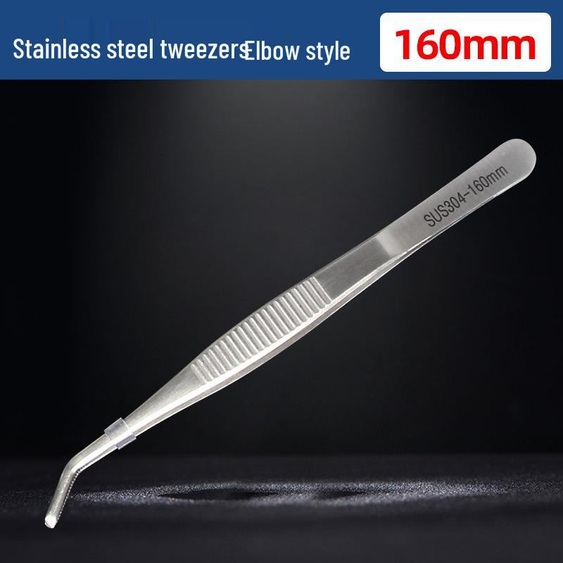 Extra Long 304 Stainless Steel Bent Tip Tweezers - Anti-Static Gardening & Planting Tool