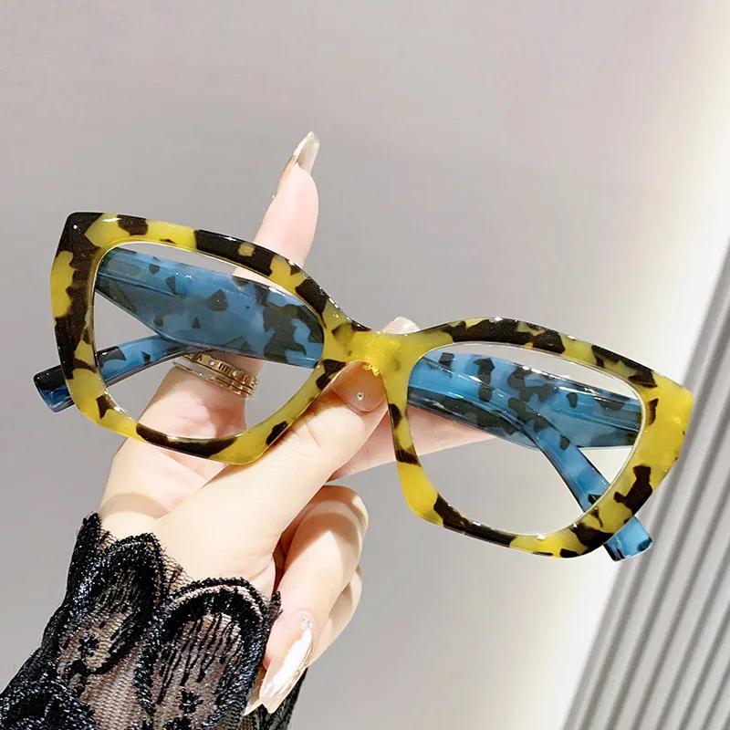 Women Glasses Anti-blue Light Plus Diopter Eyewear Vintage Large Frame Reading Glasses Trendy Far Sight Eyeglasses