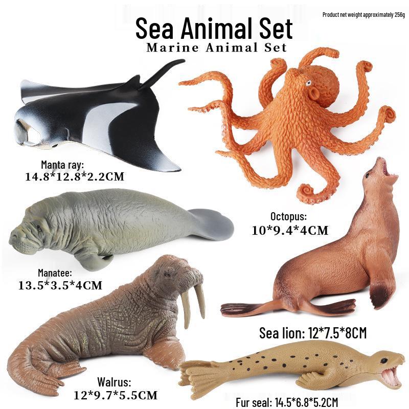Children's Farm Animal Models: Cow, Pig, Rooster, Donkey, Duck, Cat, Sheep - Plastic Toy Set