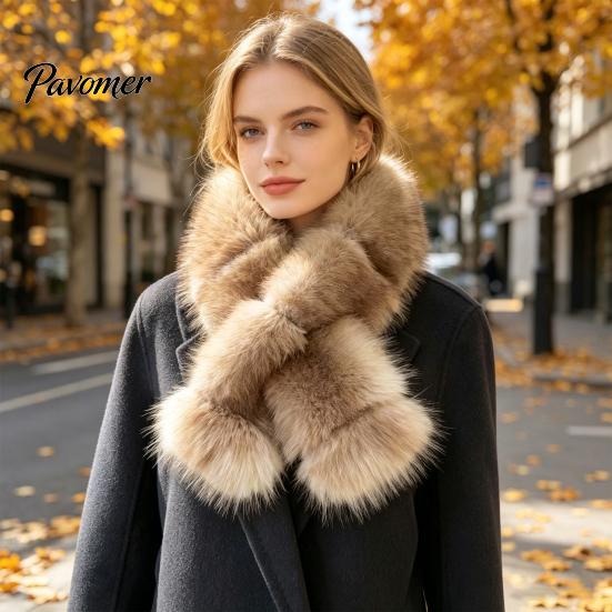 Daily Wear Neck Warmer Faux Fur Collar Scarf for Women, Plush Scarf, Winter Fluffy Gifts Men Scarves, Fashion Wrap Cold Weather, Thanksgiving