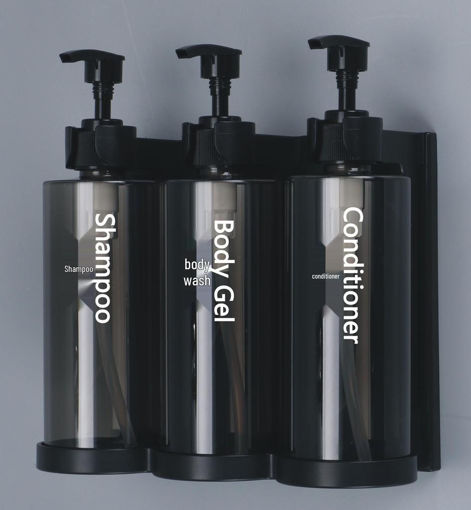 Punch-Free Wall Soap Dispenser: Hotel Bathroom Shampoo & Shower Gel Lockable Rack with Manual Press