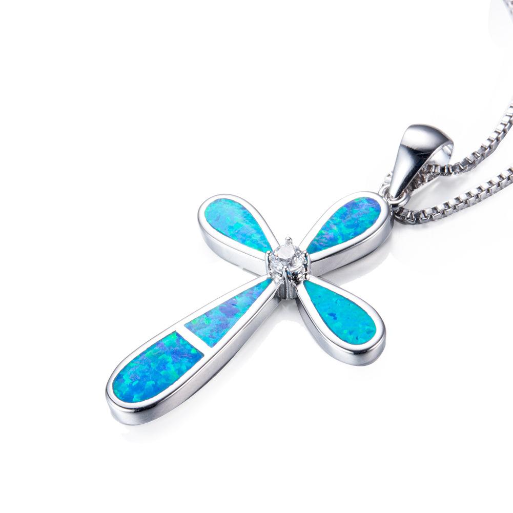 New Product Accessories European and American Cross Single Diamond Droplet Shaped Necklace Pendant Personalized Retro Accessory