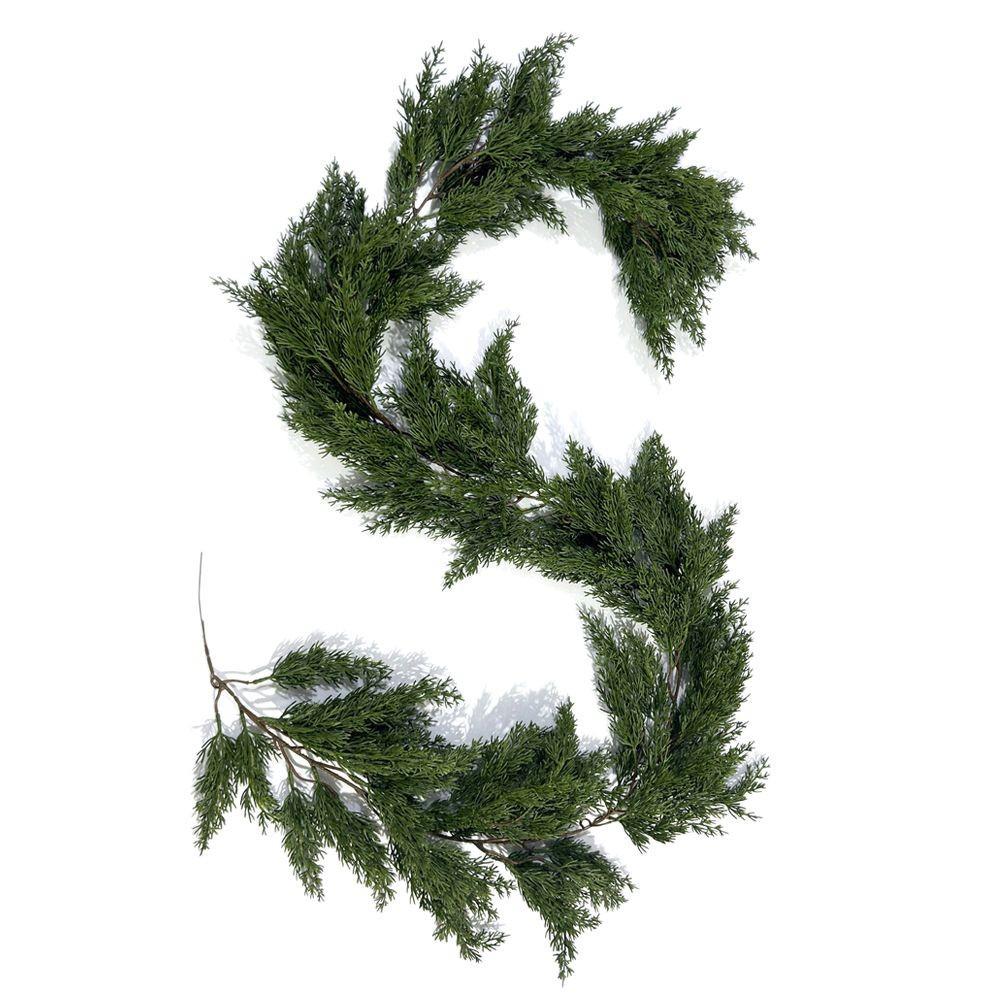Artificial Christmas Cypress Pine Vine Décor with Plastic Greenery