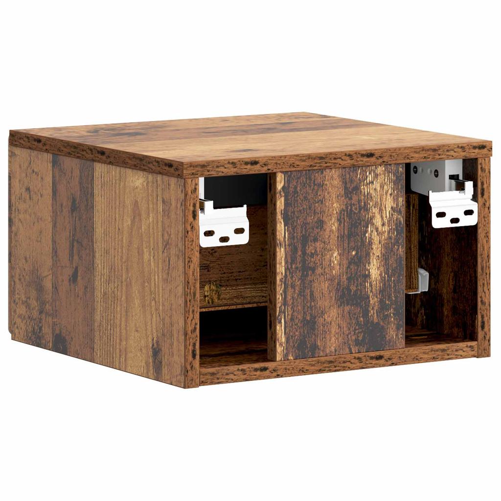 Wall Mounted Nightstand Reclaimed Wood Look 34.5 x 33 x 20 cm