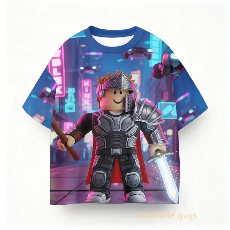 Summer Kids Roblox Game Theme T-shirt Boys Clothes Girls Anime Tops 100