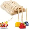 100Pcs Tableware Love Shaped Top Bamboo Disposable Fork Eco-Friendly Mini Dessert Fork Bamboo Appetizer Forks Restaurant Use
