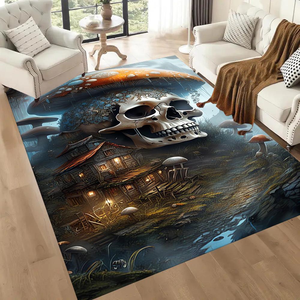 Knife Skull Floor Mat Perfect for Playrooms Dormitory Balcony Entryway Antislip Carpet Office home decor Spiritual Gift