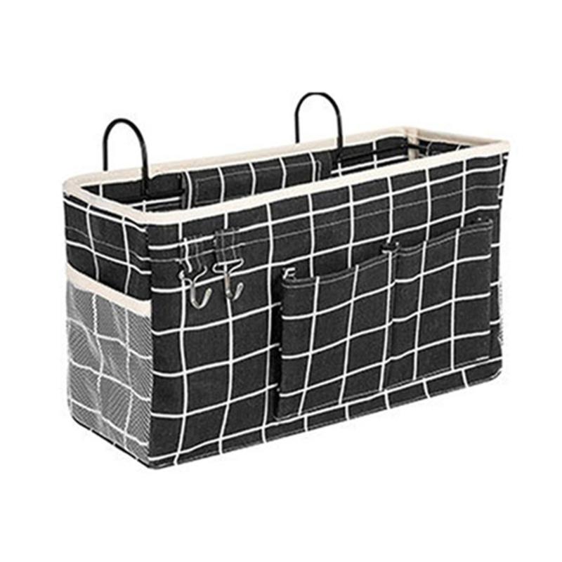 Large Capacity Storage Bag for Books and Remotes Cotton Linen Bedside Pocket Organizer Student Dormitory Accessories