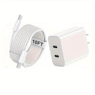 For IPhone16 Fast Charging, 20W Dual Port USB C Charger With 10FT USB C Fast Charging Cable For IPhone 15 Pro Max/15 Pro/15 Plus