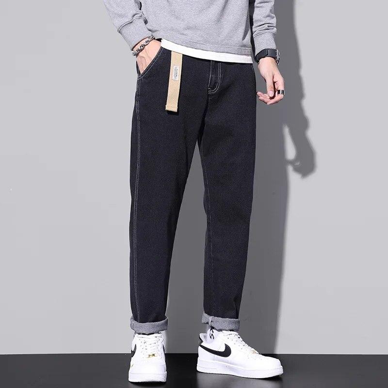 Zimní podzimní pánské bavlněné ležérní džíny pro muže Vysoce kvalitní pánské kalhoty