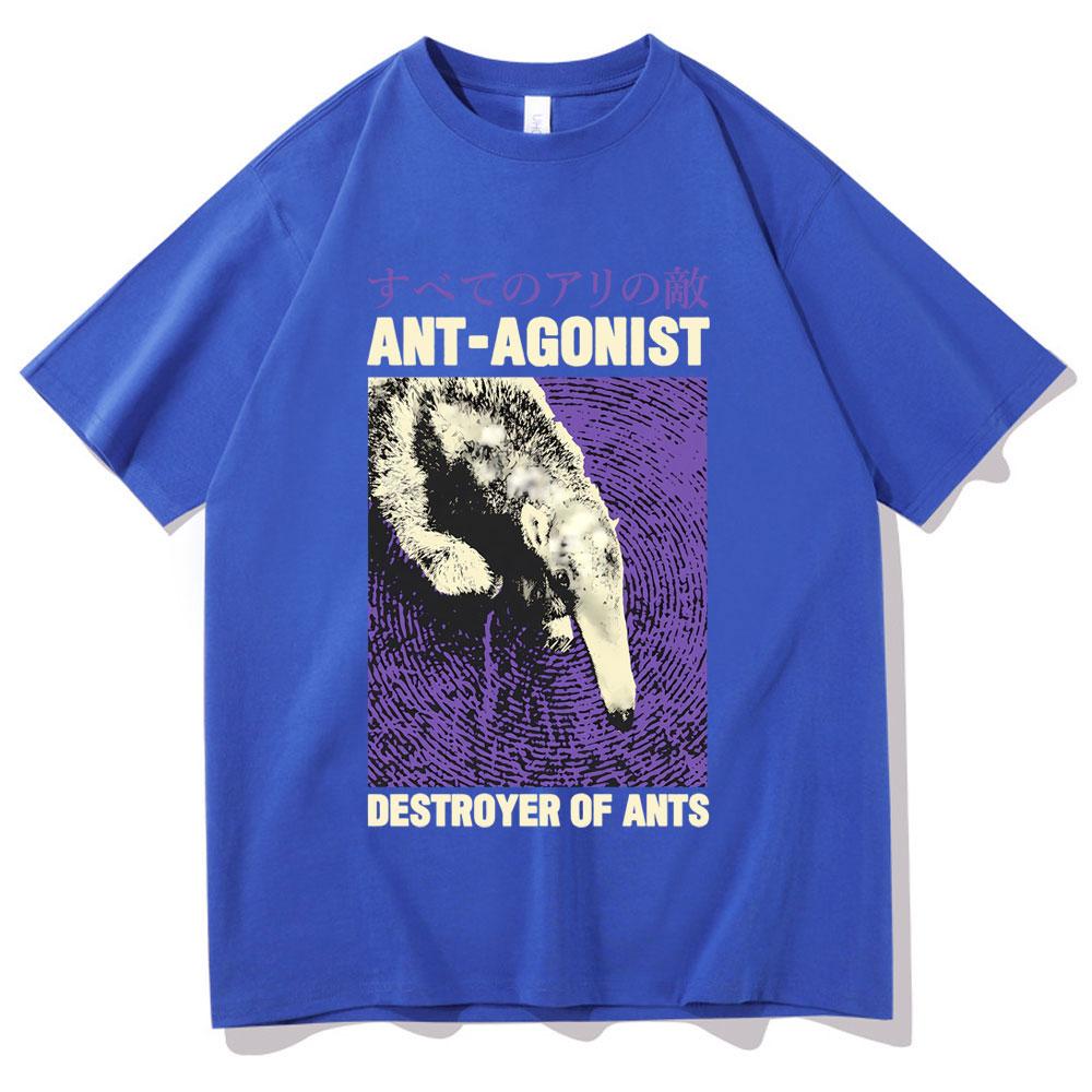 Ant Agonist Destroyer of Ants Tshirt Funny Meme Japanese Anteater Print Tshirt Men Women Casual Oversized Crewneck Short Sleeve