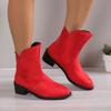 Round Toe, Thick Heel, Versatile Short Boots for Slimming, V-neck Fashion Boots