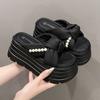 Fashion 8CM NEW Heels Wedge Slides Sandals Women Casual Outdoor Slippers Female Summer Non Slip Beach Slipper Walking Chunky Shoes Woman