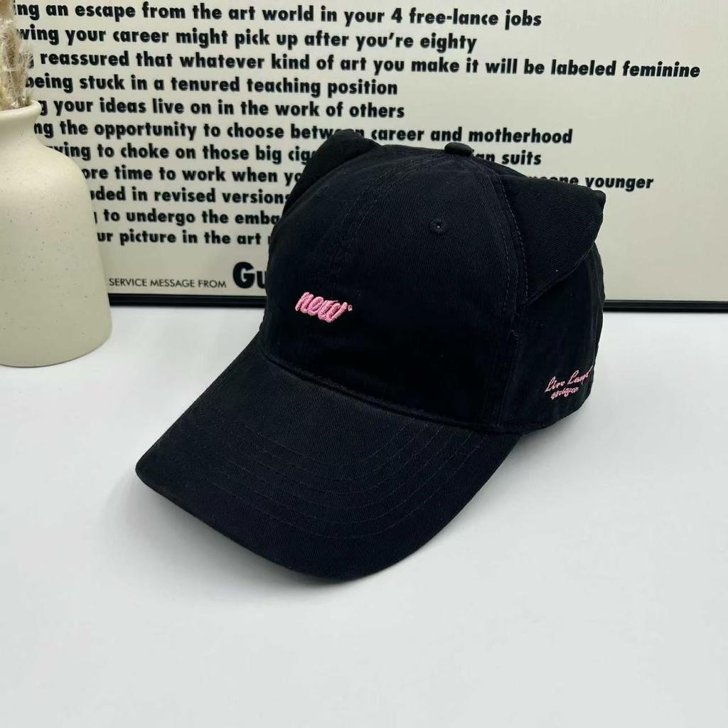New cat ears cute baseball cap children's summer Korean version of versatile puppy embroidery show face small cap
