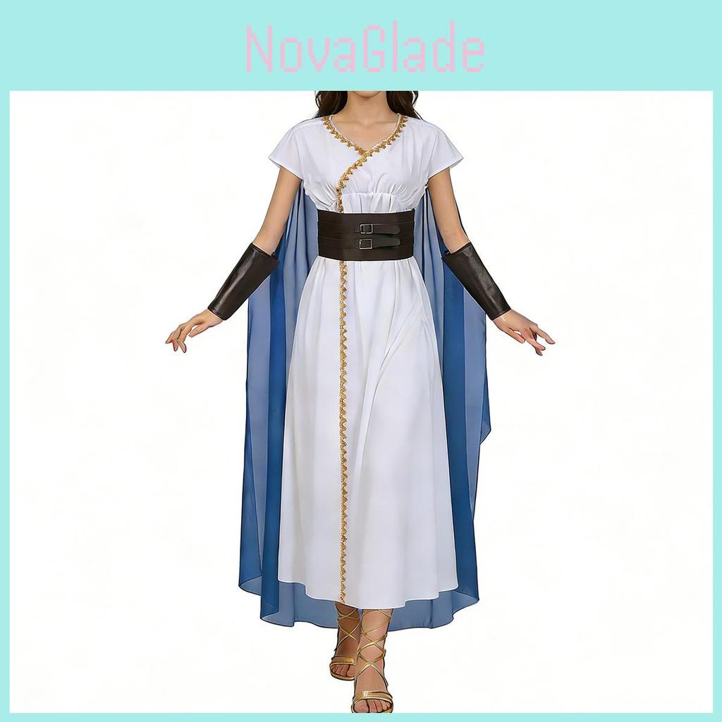 Medieval Greek Cosplay Costume With Linen Fabric For Stage Performances And Halloween Events