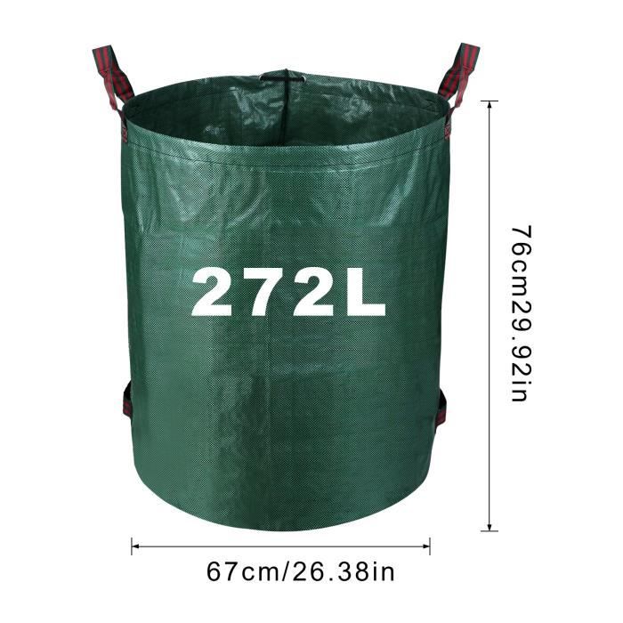 Sacs de Jardin 4x272L, Sacs à Déchets de Jardin, Poubelle de Jardin, pour Les Déchets de Jardin Feuillage de Pelouse Vert