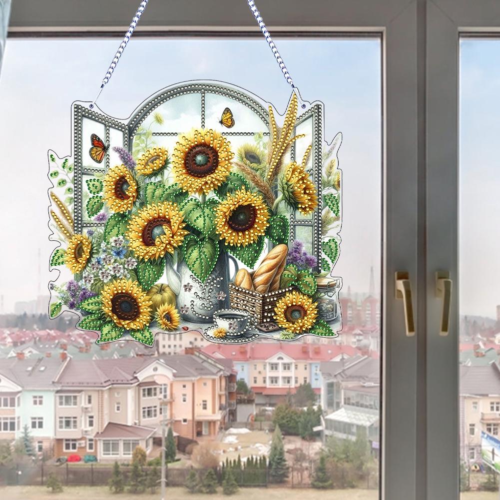 Animal Flower Theme 2D/Flat DIY Special Shape Rhinestone Diamond Art Window Pendants Diamond Painting Set Wall Door Decoration