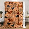 Halloween Pumpkins and Spider Web Pattern Patterned Flannel Blanket Perfect for the Bedroom Living Room, Sofa, or a Little Nap