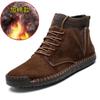 Autumn winter men's leather boots plus fleece men's suede outdoor casual shoes high-top snow boots sapatos masculinos D582