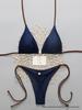 Europäisches einfarbiges Träger-Tanga-Bikini-Set 2026