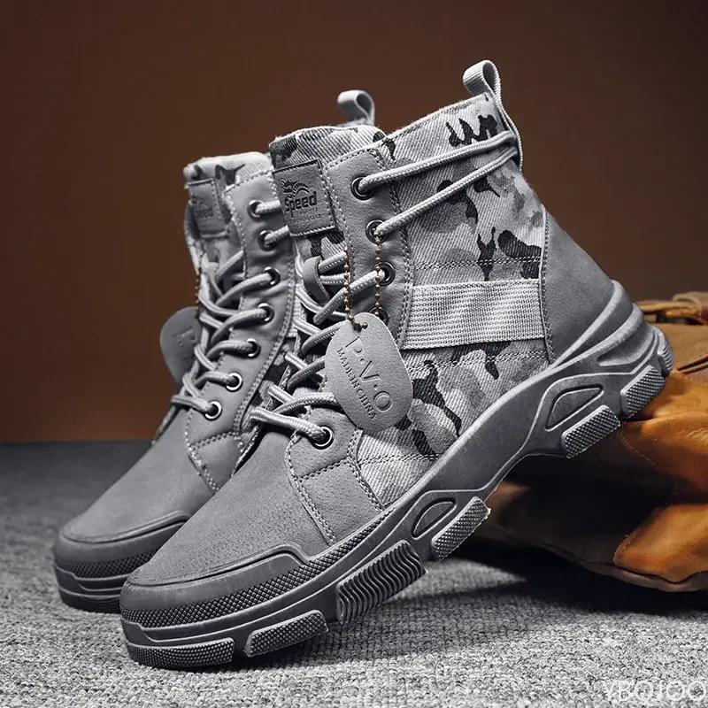 Fashion Men Boots Casual Outdoor Desert Boots Autumn Fashion Camouflage Lace-up Platform Shoes Man  Botas Masculina Zapatos Hombre