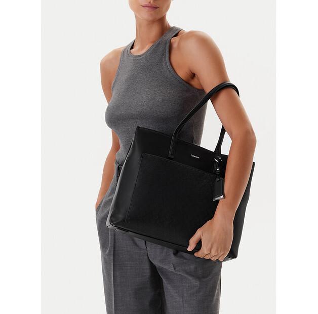 Handbag Calvin Klein Ck Must Aop Medium Shopper W Poc LV04F3225G Black