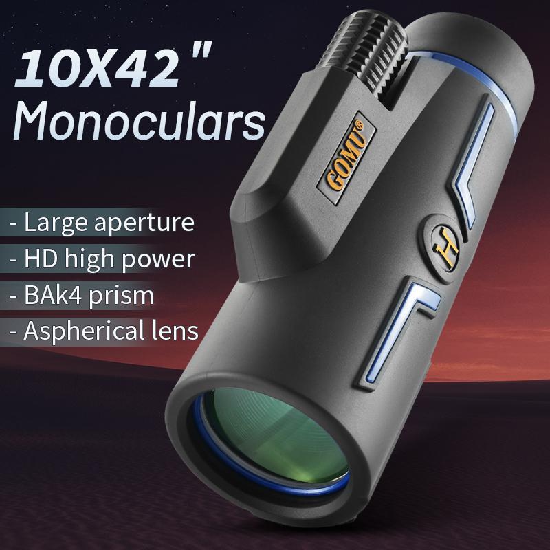 

10X42 HD Monocular for Smartphone Adapter & Tripod Telescope with BAK4 Prism for Birdwatching, Hunting, Hiking, Outdoor Camping