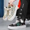 Platform Sneakers Men's Casual Shoes Fashion Printed Canvas Sports Shoes Male Flats Non-slip Thick Sole Lace-up Skateboard Shoes