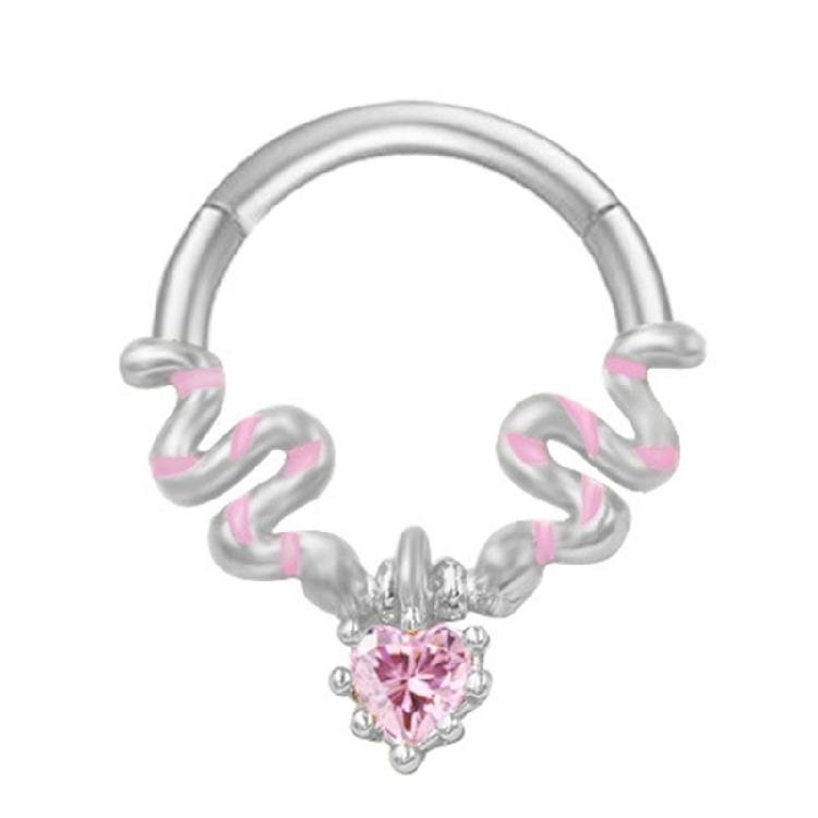 Kristall-Nasen-Clicker Handgefertigt Silberfarben Septum-Ring Edelstahl Piercing-Accessoire für Ohr und Knorpel