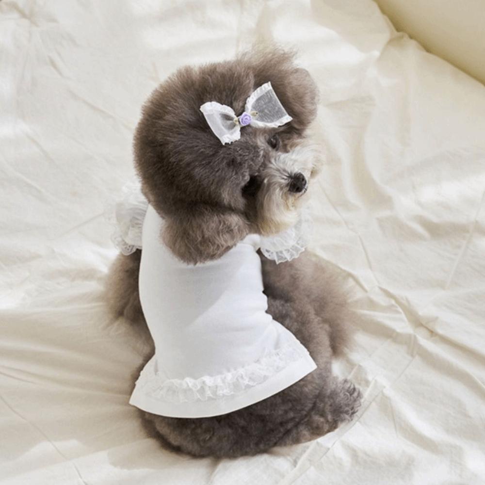 Fashion Lace Pet Summer Vest Soft Flying Sleeve Cat Base Skirt Breathable Dog Clothes Spring
