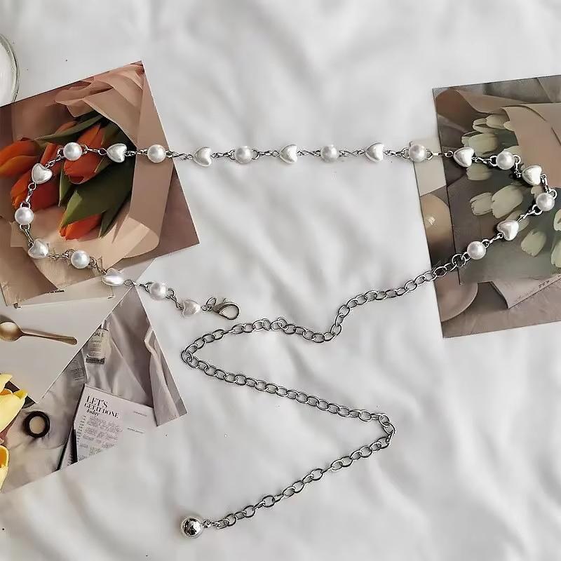 

Любовь Жемчуг Поясные Цепочки Женский Пояс Блестящий Страз Поясная Лента Для Одежды Декоративные Пояса Ремни Мода Металл Тонкие Ремни Style 2