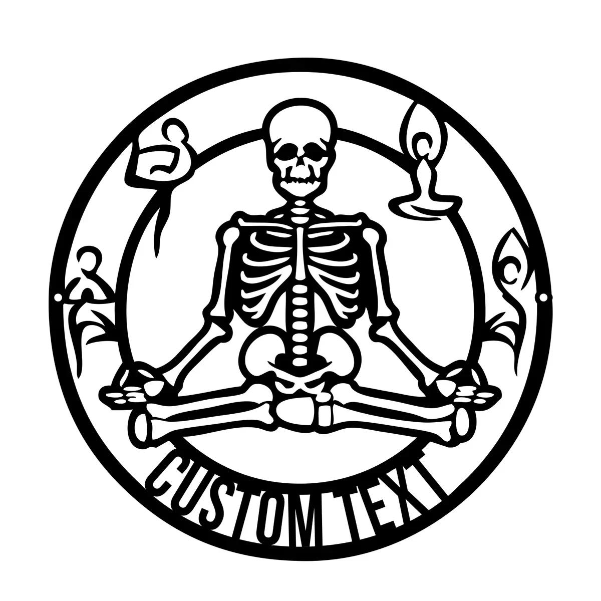 Skeleton Yoga Metal Sign Funny Halloween Home Decor Gift