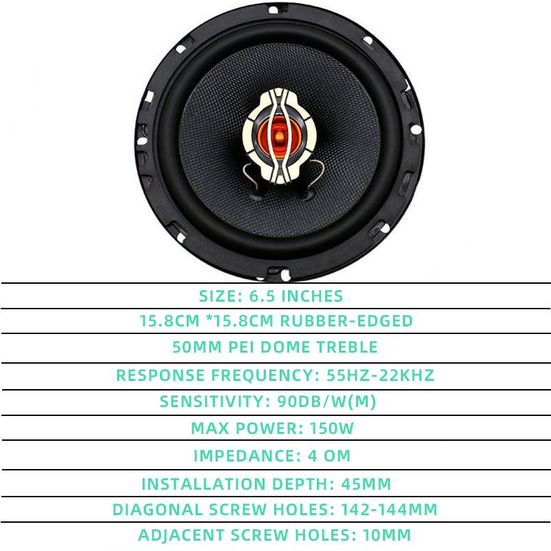 6.5 Inch Car Coaxial Speaker Door Stereo Full Range Sound Automobile Music Speakers for Vehicle Sound System Modification