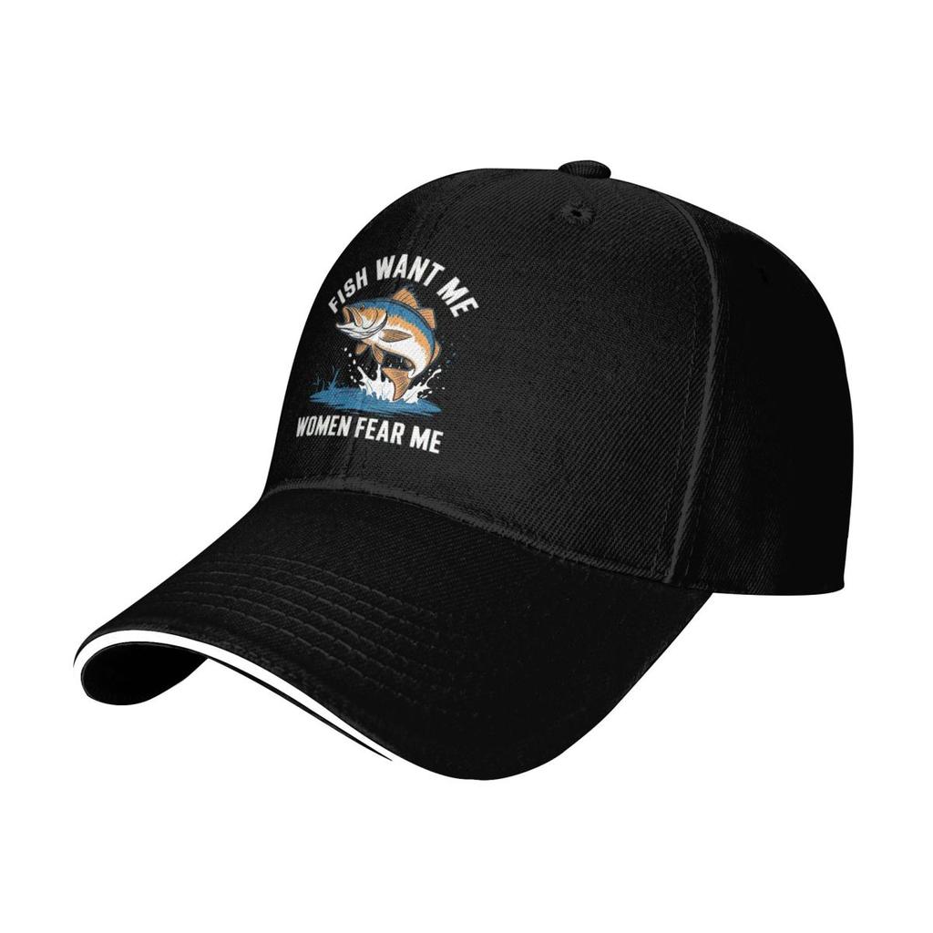 Fish Want Me Women Fear Me Baseball Caps Snapback Baseball Hats Breathable Casual Casquette Outdoor for Men And Women