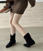 Inner heightening pile short boots women's shoes 2025 spring and autumn single boots pointed khaki with skirt high heel thin boots