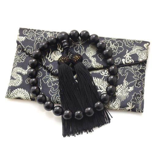 Men's Ebony Prayer Beads with Magnetic Bag, 22 Beads, Silk Tassel, Perfect for Obon, Men's, Casual Prayer, Recitation, Gift, Funeral, Memorial Service