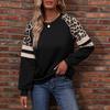 Felpa da Donna Multicolore con Stampa Leopardata a Manica Lunga Larga Nuovo Stile Autunno Inverno