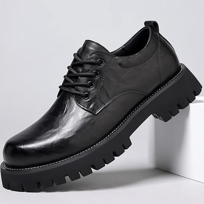Chaussures en cuir noires décontractées pour hommes, semelles hautes, plateformes japonaises, Harajuku, streetwear coréen, mode affaires, mariage