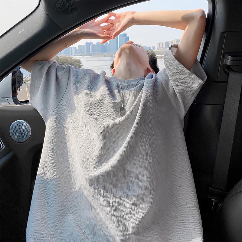 VUUG Men's Textured Ice Silk Short Sleeve T-Shirt