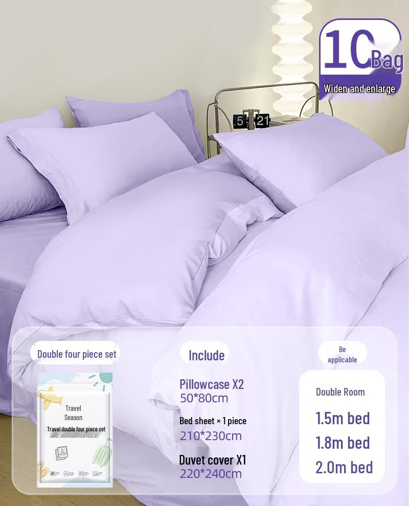 Portable Disposable Bed Sheet & Pillowcase Set: Anti-Dirty, Thickened Four-Piece Travel Kit for Double & Single Beds