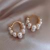 Fashion Simple Luxury Temperament Double Row Pearl Geometric Hoop Earrings