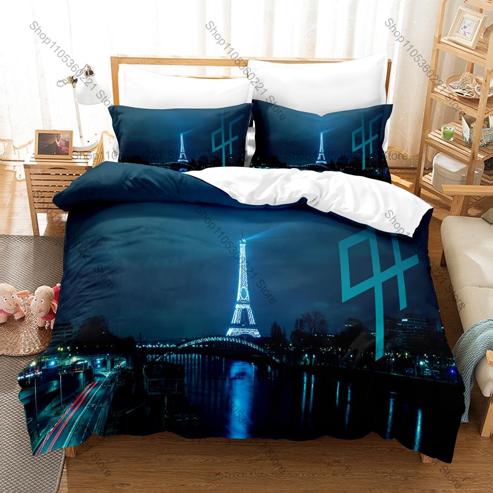 PNL Duvet Cover + 2 Pillowcases, French Hip Hop Duo Print Bedding Set Soft Bed Linen for Music Fans Bedroom Decor