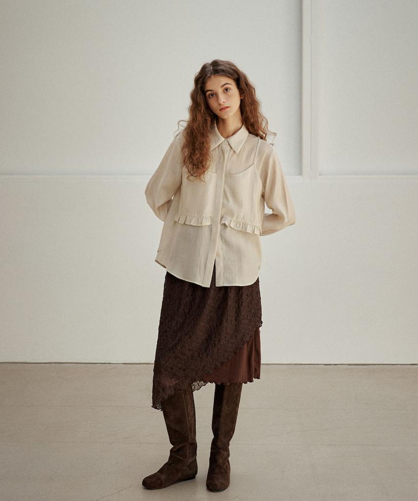 Auro Veil Lace Skirt [ Brown ]