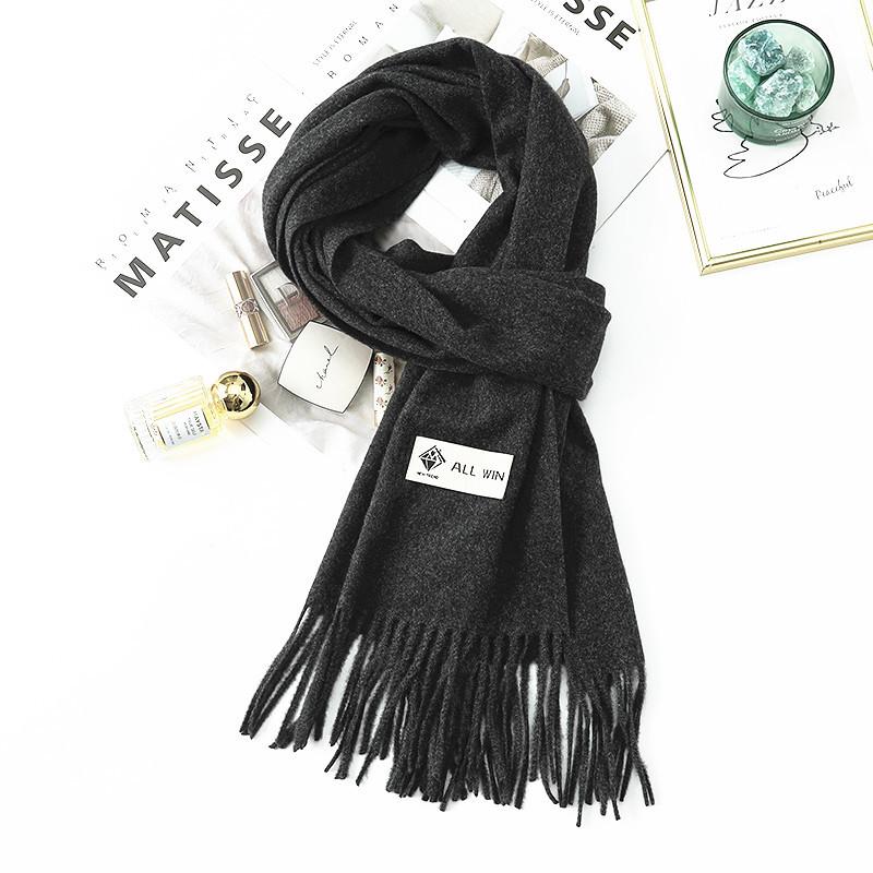 Wool Scarf Women's Winter Premium Thick Solid Color Scarf Versatile New Autumn and Winter White Cashmere Scarf