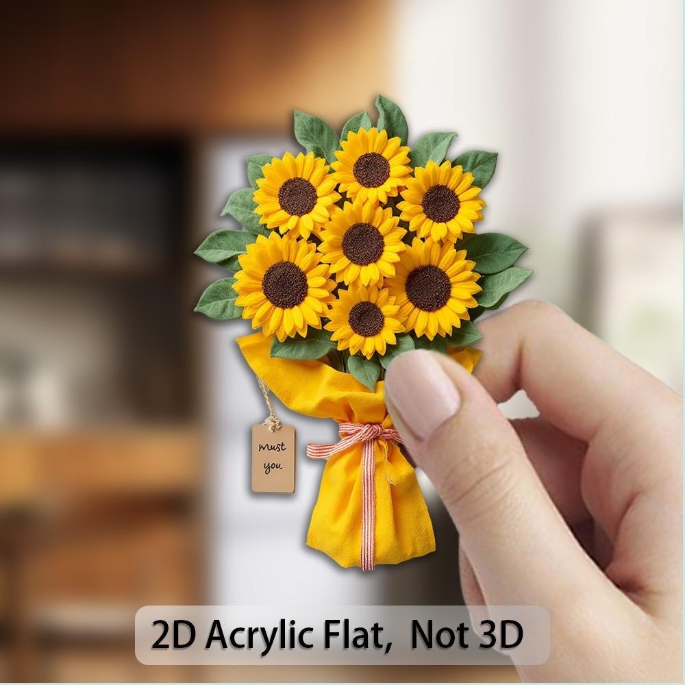 5pcs Flower 2D Flat Paste Fruits Home Decor Decorative Supplies Refrigerator Decor Dorm Room