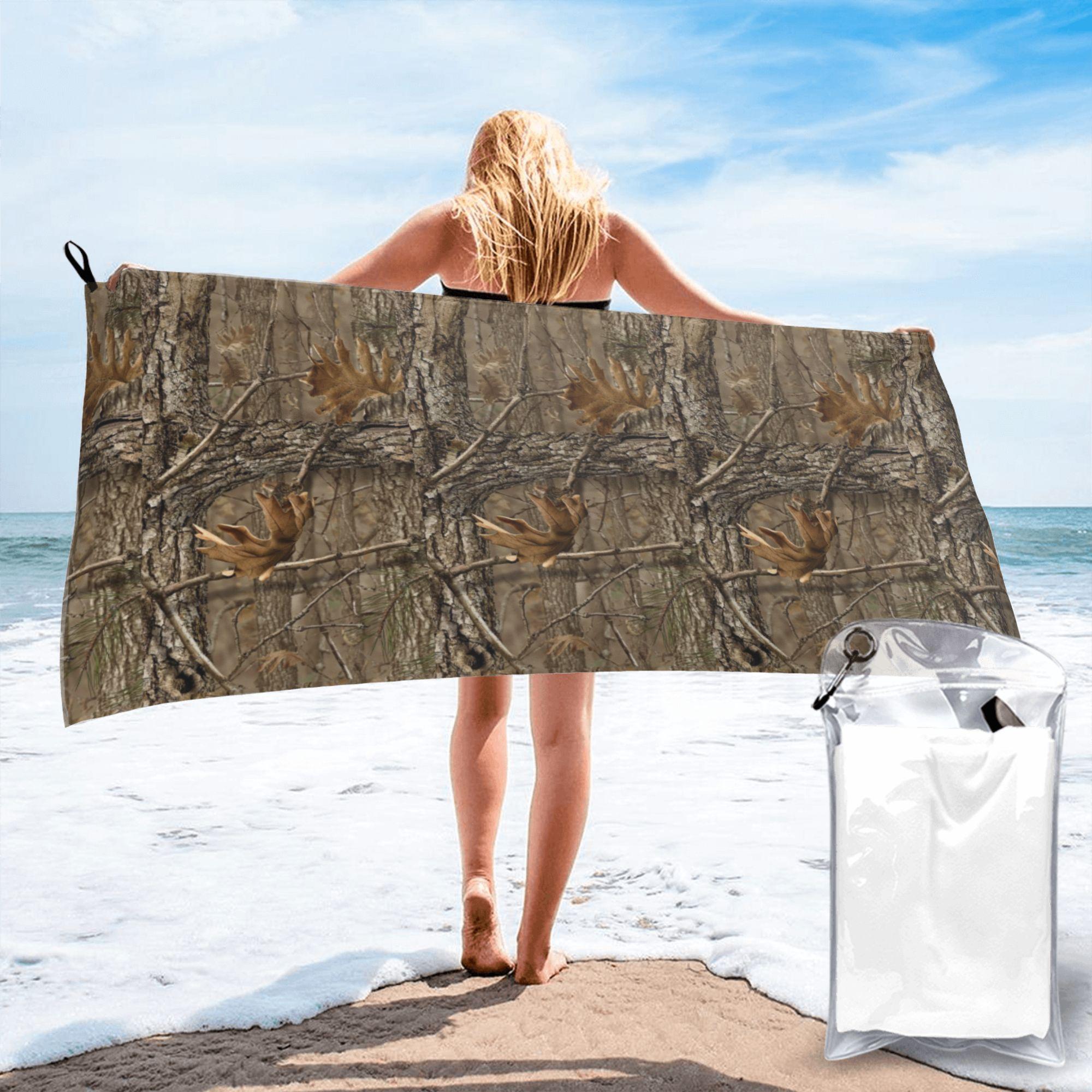 

camouflage real tree realtree hunter camo pattern Beach Towel Soft Microfiber Quick Dry Absorbent Quick Towels For Swimming W30*H60(CM)