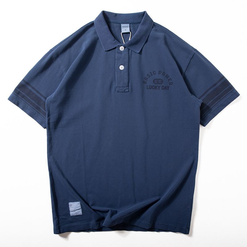American Retro Polo Shirt Men's Short-Sleeved Summer New Style Washed Pique Cotton Top Versatile Loose Casual Half-Sleeve