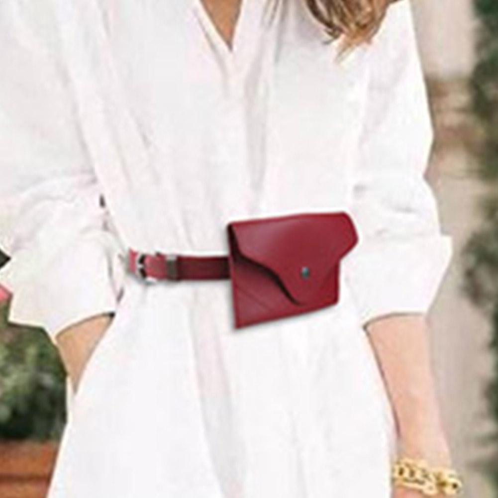 Women Simple Fashion Adjustable Belt Elegant All-match Pin Buckle Waistband with A Mini Bag